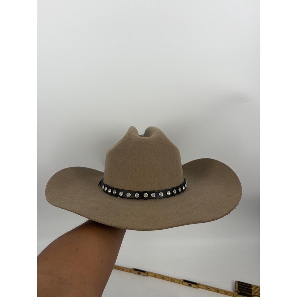 Wild Bills Western Store Cowboy Hat Tan Wool Felt Studded Rhinestone Size 7 / 56